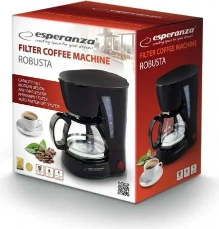 Aparat për kafe Esperanza Robusta EKC006, 0.6 L, 650W, i zi - 2