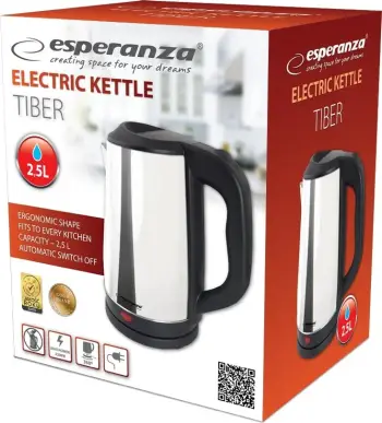 Çajnik elektrik Esperanza Tugela EKK104S, 1.8L, 2200W, argjendtë