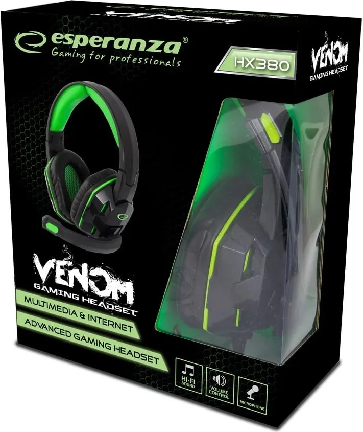 Kufje gaming Esperanza EGH380 me mikrofon, me kabllo, e zezë/e gjelbër - 2