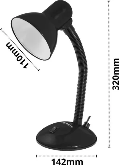 Lampë tavoline Esperanza ELD107K, krah fleksibël, E27 12W, e zezë - 3