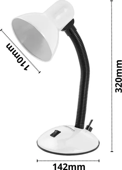 Lampë tavoline Esperanza ELD107W, për llambë E27, fleksibile, e bardhë - 3
