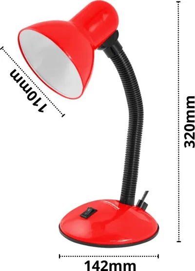 Lampë tavoline Esperanza ELD107R, krah fleksibël, E27 12W, e kuqe - 3