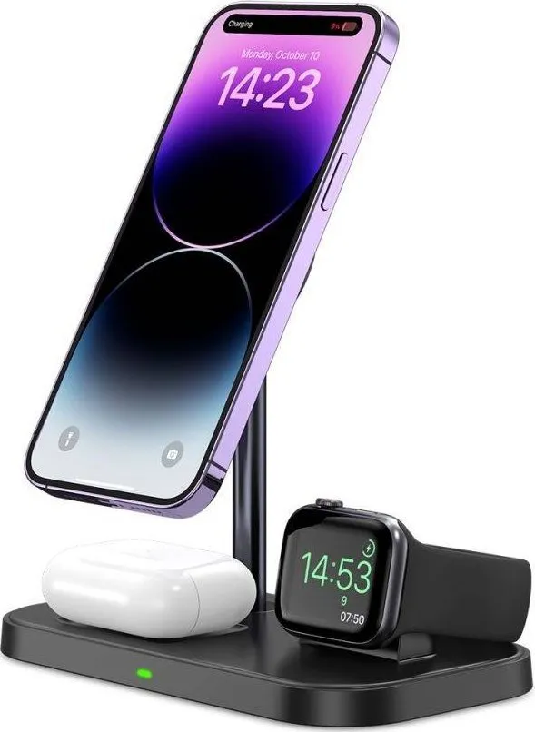 Karikues magnetik Tech-Protect MagSafe Qi15W A22 3in1, i zi - 3