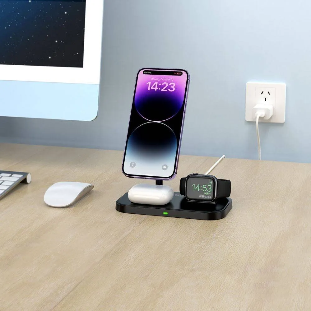 Karikues magnetik Tech-Protect MagSafe Qi15W A22 3in1, i zi - 8