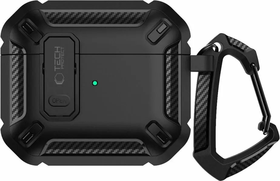 Mbështjellës Tech-Protect Rough Hook për AirPods Pro/Pro 2, i zi, me karabiner - 2