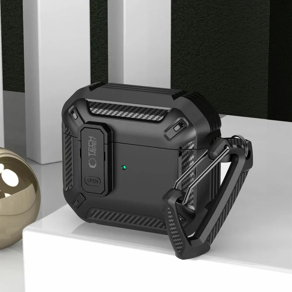 Mbështjellës Tech-Protect Rough Hook për AirPods Pro/Pro 2, i zi, me karabiner - 4