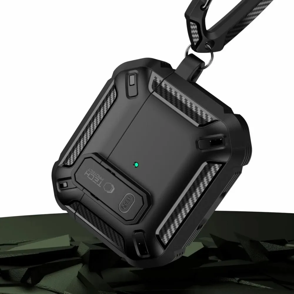 Mbështjellës Tech-Protect Rough Hook për AirPods Pro/Pro 2, i zi, me karabiner - 5