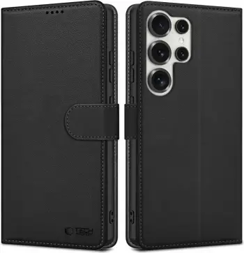 Mbështjellës Tech-Protect Wallet për Samsung Galaxy S25, eko-lëkurë, i zi