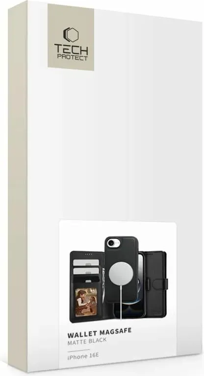 Mbështjellës Tech-Protect Wallet MagSafe për iPhone 16e, i zi, me vend për kartela - 6