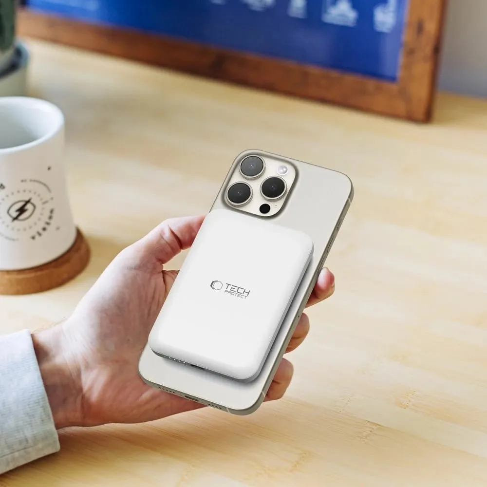 Powerbank Tech-Protect LifeMag PB10, 5000mAh, MagSafe, USB-C, e zezë - 6