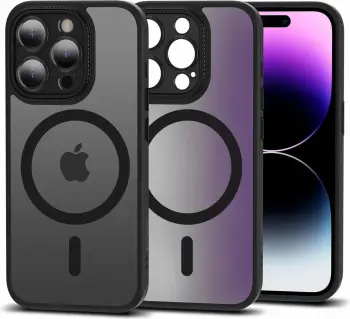 Mbështjellës Tech-Protect MagMat Cam+ për iPhone 15 Pro, MagSafe, gjysmë-transparent, i zi