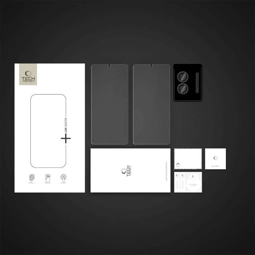 Set xhama të temperuar Tech-Protect Glass Set+ për Samsung Galaxy S25 Edge, Transparent, 3 copë - 5