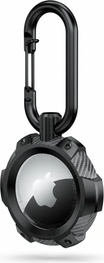 Mbështjellës Tech-Protect TPUCarbon për Apple AirTag, i zi me karabinë
