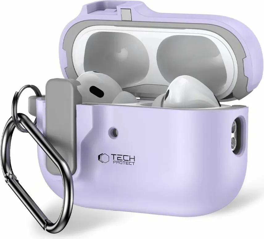Mbështjellës Tech-Protect Slim Hook për AirPods Pro/Pro 2, me karabinë, Zi - 1