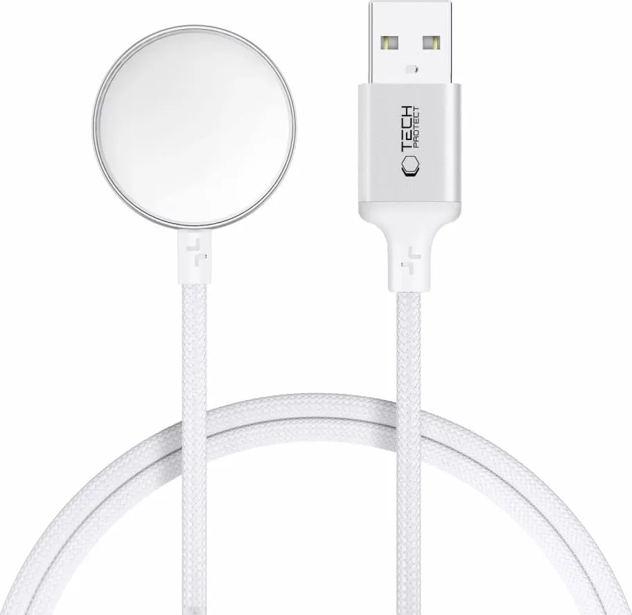 Karikues induktiv Tech-Protect UltraBoost USB-A për Apple Watch, 1m, Bardhë - 1