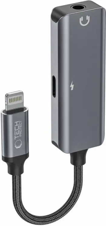 Adapter Tech-Protect UltraBoost, Lightning (mashkull), mini jack 3.5mm (femër), Lightning (femër), e zezë