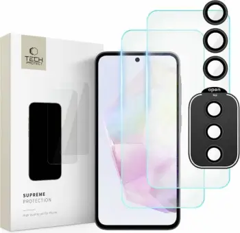 Set mbrojtës Tech-Protect Supreme për Samsung Galaxy A35 5G, 2x xham i temperuar për ekran, xham i temperuar për kamerë