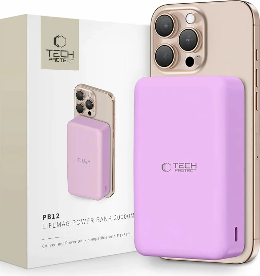 Powerbank Tech-Protect PB12 LifeMag 20000mAh, MagSafe, Bardhë - 1