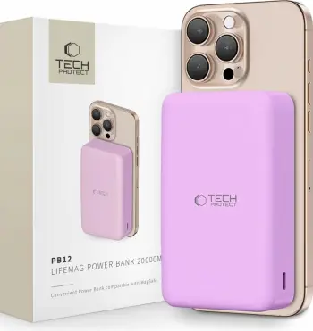 Powerbank Tech-Protect PB12 LifeMag 20000mAh, MagSafe, Bardhë