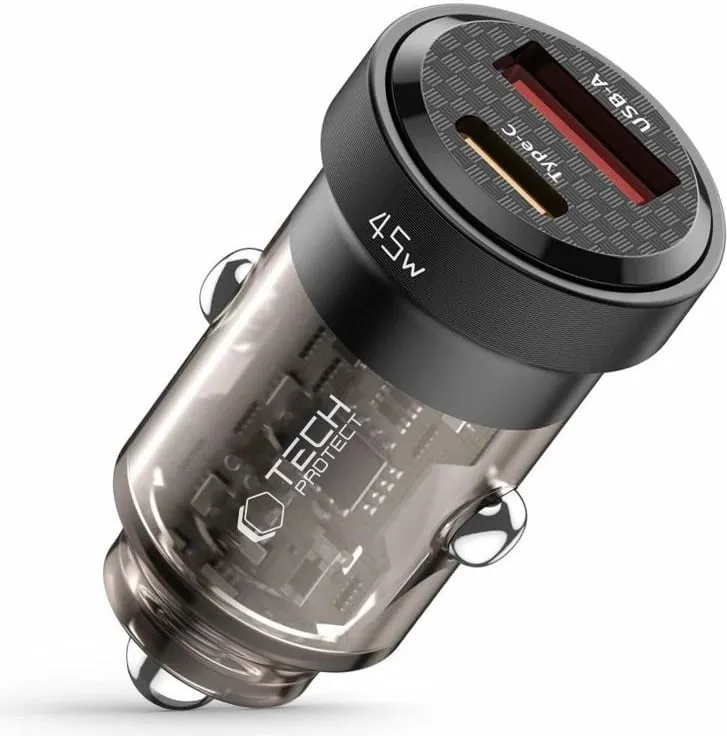 Karikues veture Tech-Protect CC45W, 45W, USB-C PD, USB-A QC 3.0, Zi - 1