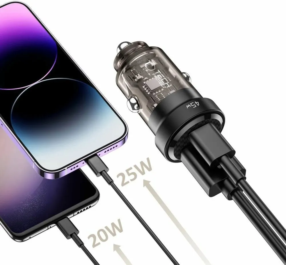 Karikues veture Tech-Protect CC45W, 45W, USB-C PD, USB-A QC 3.0, Zi - 2