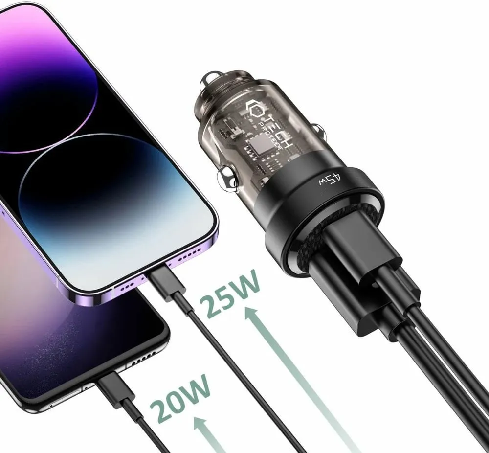 Karikues veture Tech-Protect CC45W, 45W, USB-C PD, USB-A QC 3.0, Zi - 5