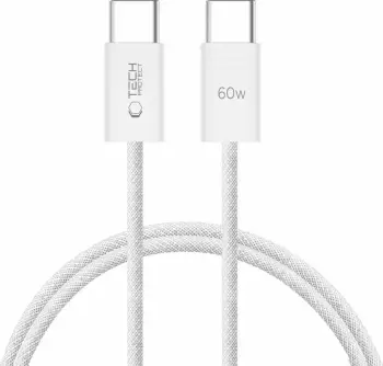 Kabllo USB-C/USB-C Tech-Protect UltraBoost Classic 1m, 60W, e bardhë