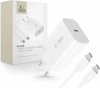 Karikues muri Tech-Protect NC20W me USB-C, i bardhë