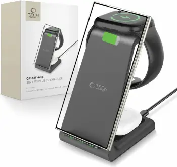 Stacion karikimi 3-në-1 Tech-Protect QI15W-A36, për Android, e zezë