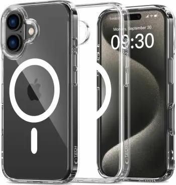 Mbështjellës Tech-Protect Flexair Hybrid MagSafe për iPhone 16 Plus, Transparent