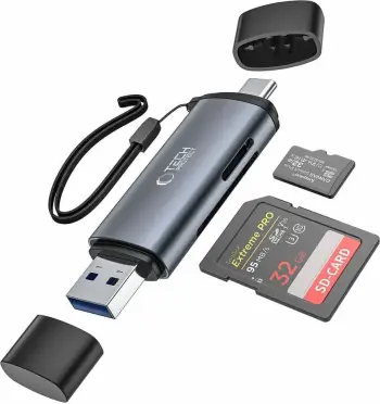 Lexues kartelash Tech-Protect Ultraboost, SD dhe microSD, USB-C dhe USB-A 3.0, argjendtë