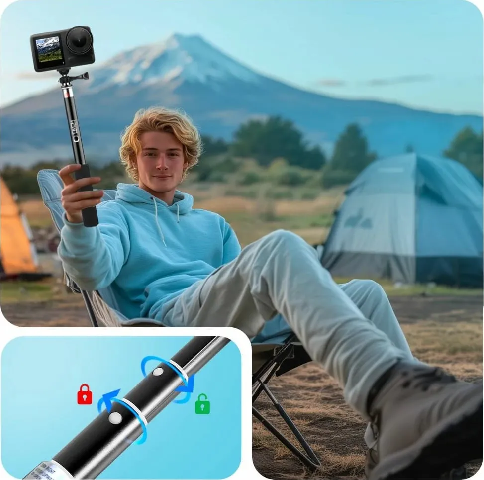 Monopod & selfie stick Tech-Protect GA100 për GoPro/DJI, e zezë - 3
