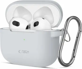 Mbështjellës Tech-Protect për AirPods 3, silikon, me karabiner, Gri
