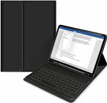 Mbështjellës me tastierë Bluetooth Tech-Protect SC Pen për iPad Air 10.9"/11", i zi, me vend për stilolaps