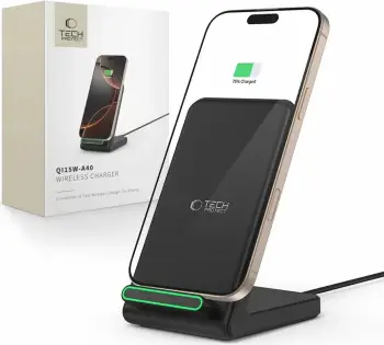 Karikues wireless Tech-Protect QI15W-A40, 15W, i bardhë