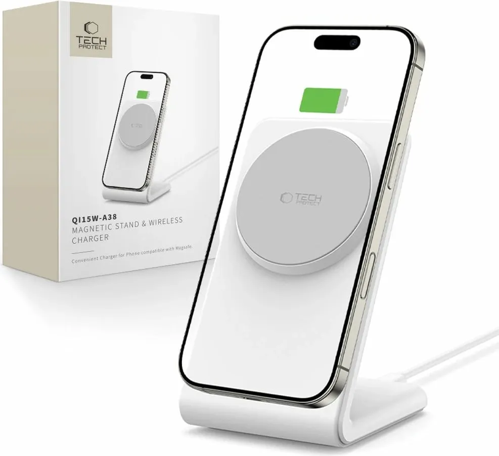 Karikues wireless Tech-Protect QI15W-A38 me MagSafe, i bardhë - 1