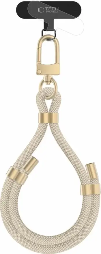 Rrip dore telefoni Tech-Protect C4S Rope, me adapter, bezhë ari