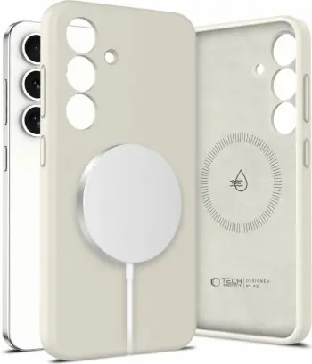 Mbështjellës Tech-Protect Liquid Silicone MagSafe për Samsung Galaxy S25, Bezhe