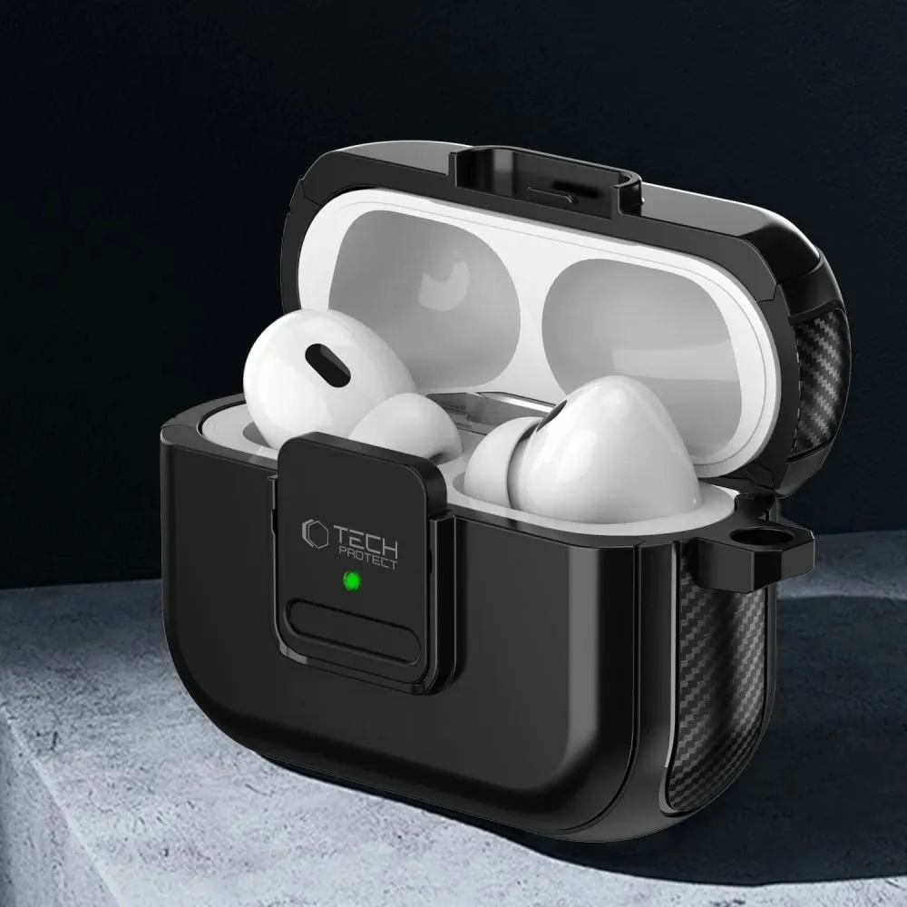 Mbështjellës Tech-Protect Defender me karabiner për AirPods Pro/Pro 2, MagSafe, Gjelbër - 2