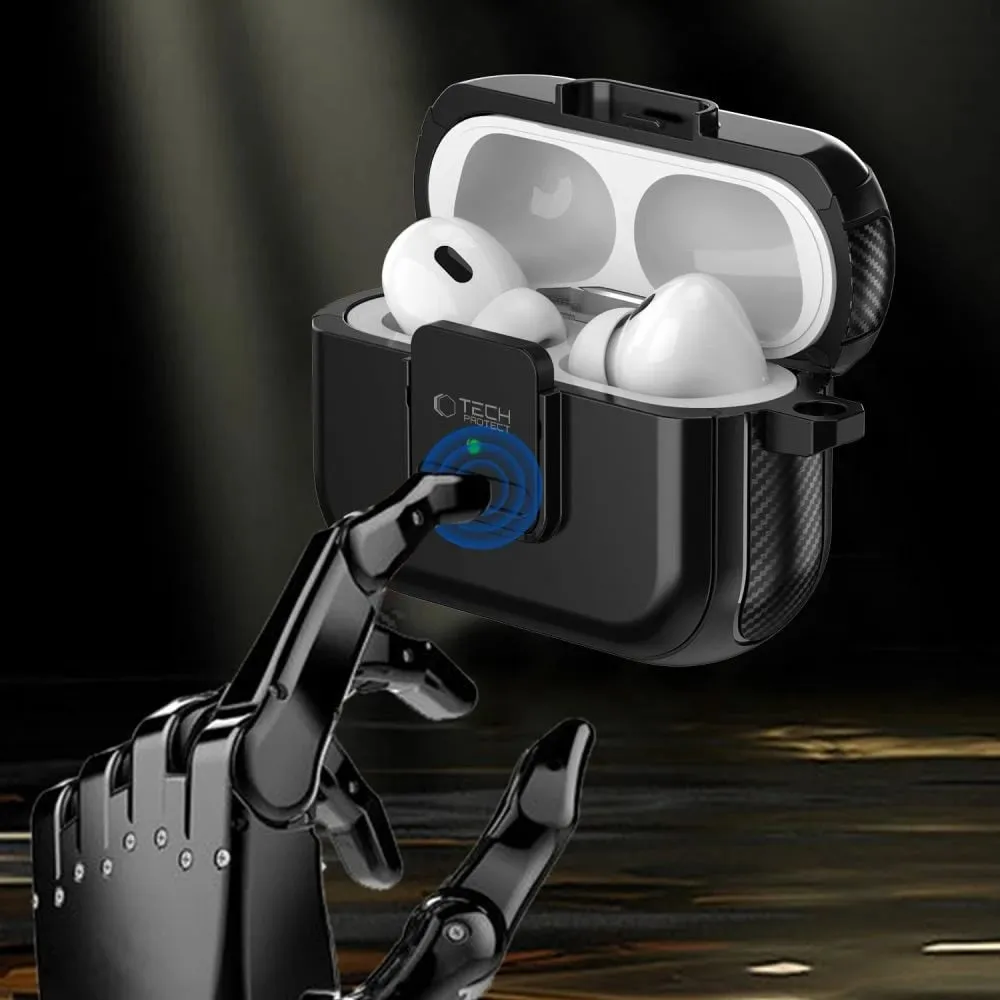Mbështjellës Tech-Protect Defender me karabiner për AirPods Pro/Pro 2, MagSafe, Gjelbër - 3