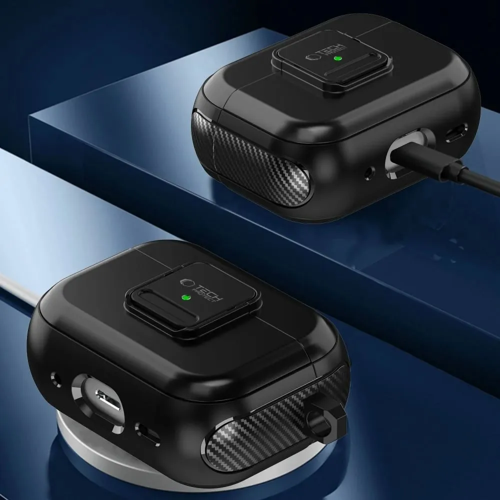 Mbështjellës Tech-Protect Defender me karabiner për AirPods Pro/Pro 2, MagSafe, Gjelbër - 4