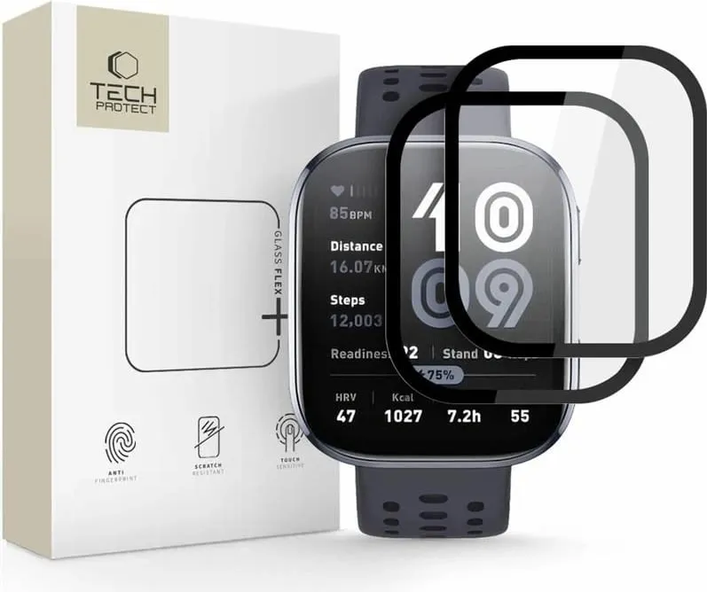 Xham mbrojtës për smartwatch Tech-Protect Glass Flex+ për Amazfit Bip 6, 2 copë, Zi - 1