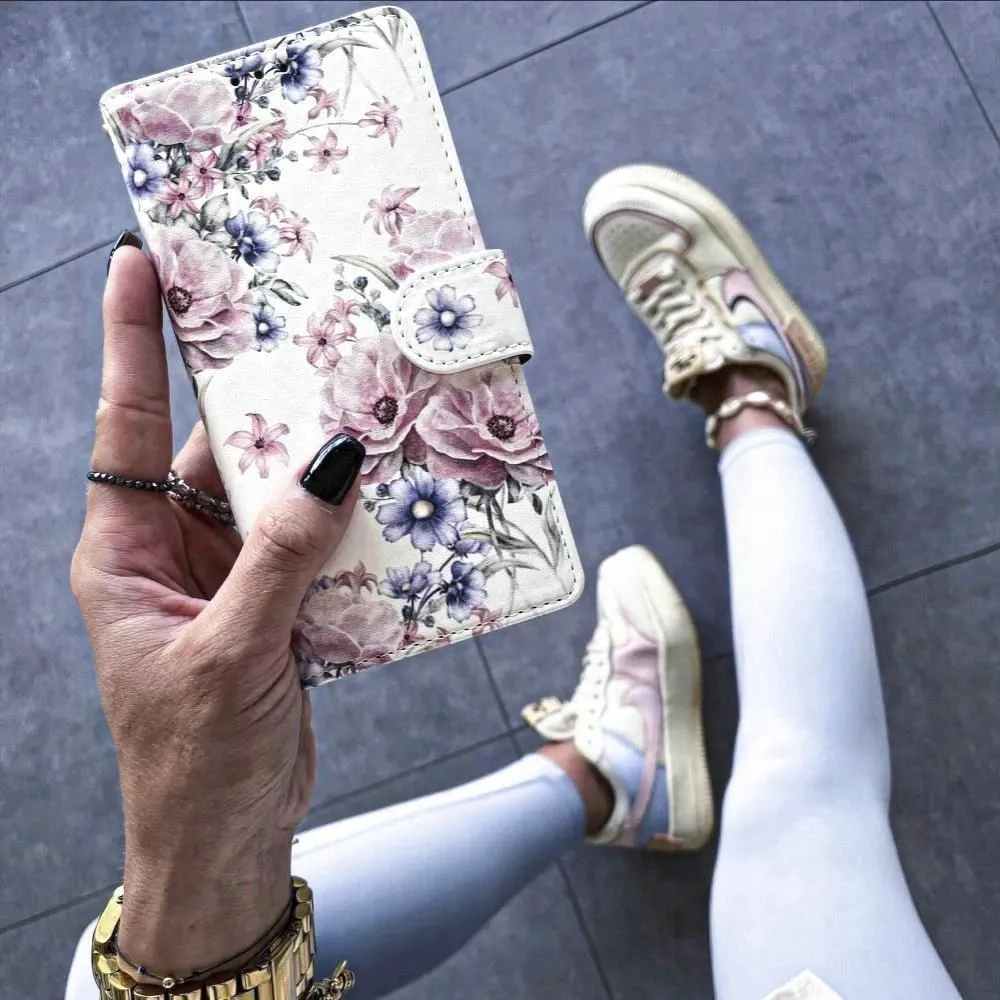 Mbështjellës Tech-Protect Wallet për Samsung Galaxy A55 5G, lule rozë - 5