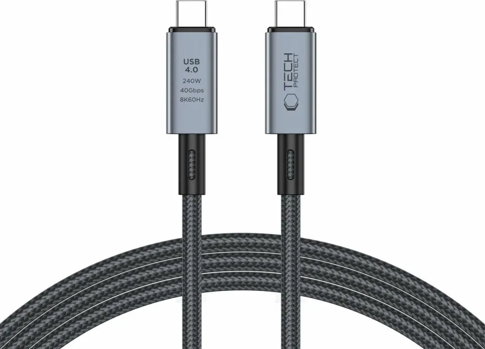Kabllo USB-C 4.0 Tech-Protect UltraBoost Max, 2m, 240W, 40Gbps, Gri - 1