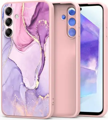 Mbështjellës Tech-Protect Icon për Samsung Galaxy A55 5G, mermer, rozë/vjollcë