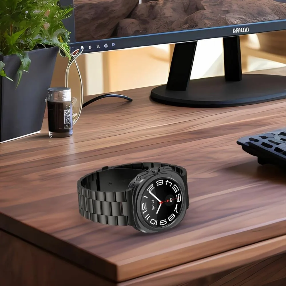 Rrip ore Tech-Protect Stainless, për Samsung Galaxy Watch Ultra 47 mm, çelik inox, i zi - 2