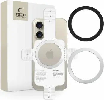 Unazë magnetike 2n1 Tech-Protect MMP-110 me MagSafe, argjendtë-e zezë, set prej 2 copë