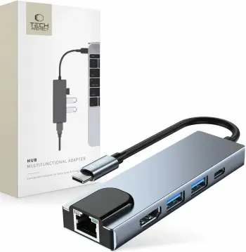 Stacion docking Tech-Protect V3 5-in-1, USB-C, HDMI, gri