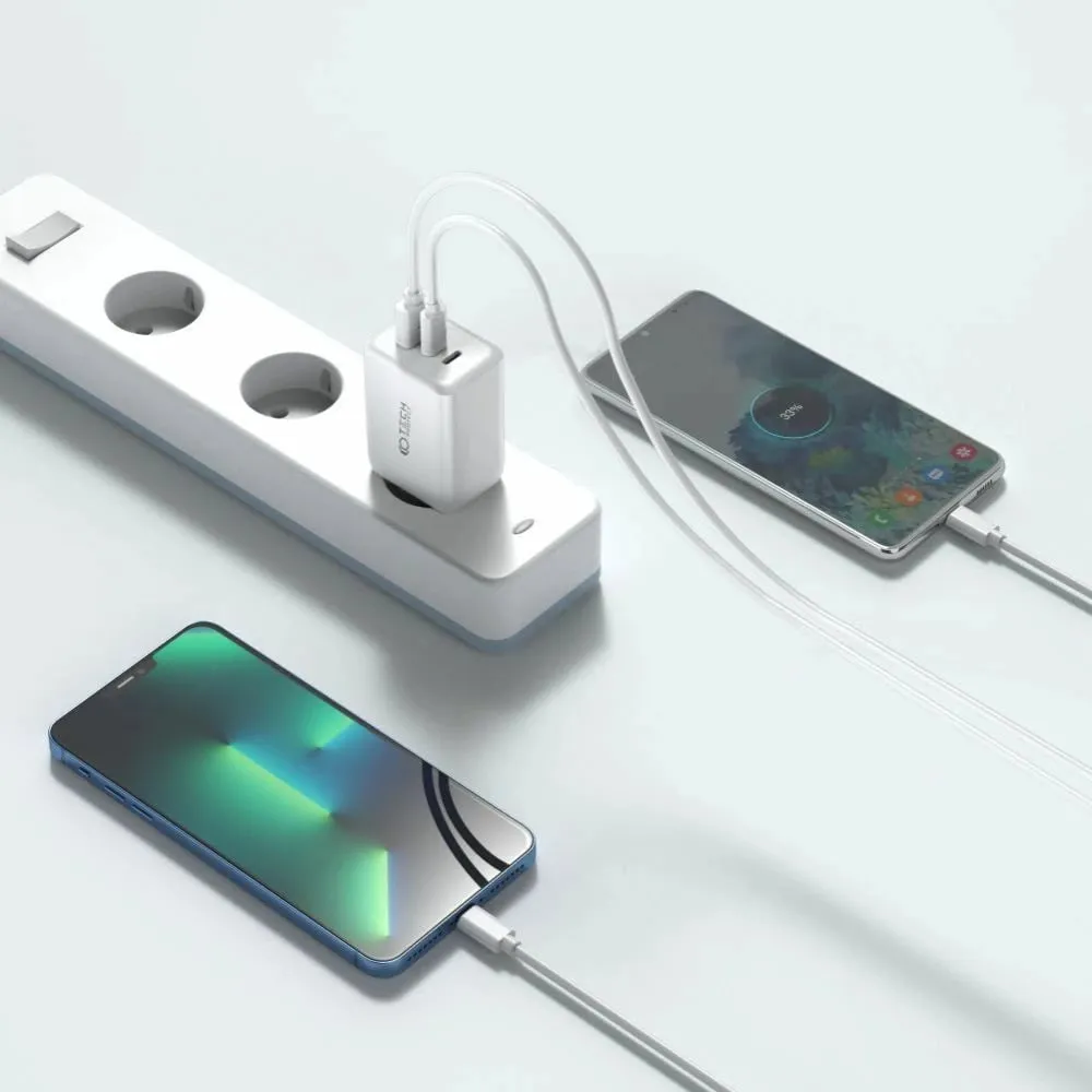 Karikues rrjeti Tech-Protect C65W, 2x USB-C PD 65W / USB-A QC 3.0, Bardhë - 5