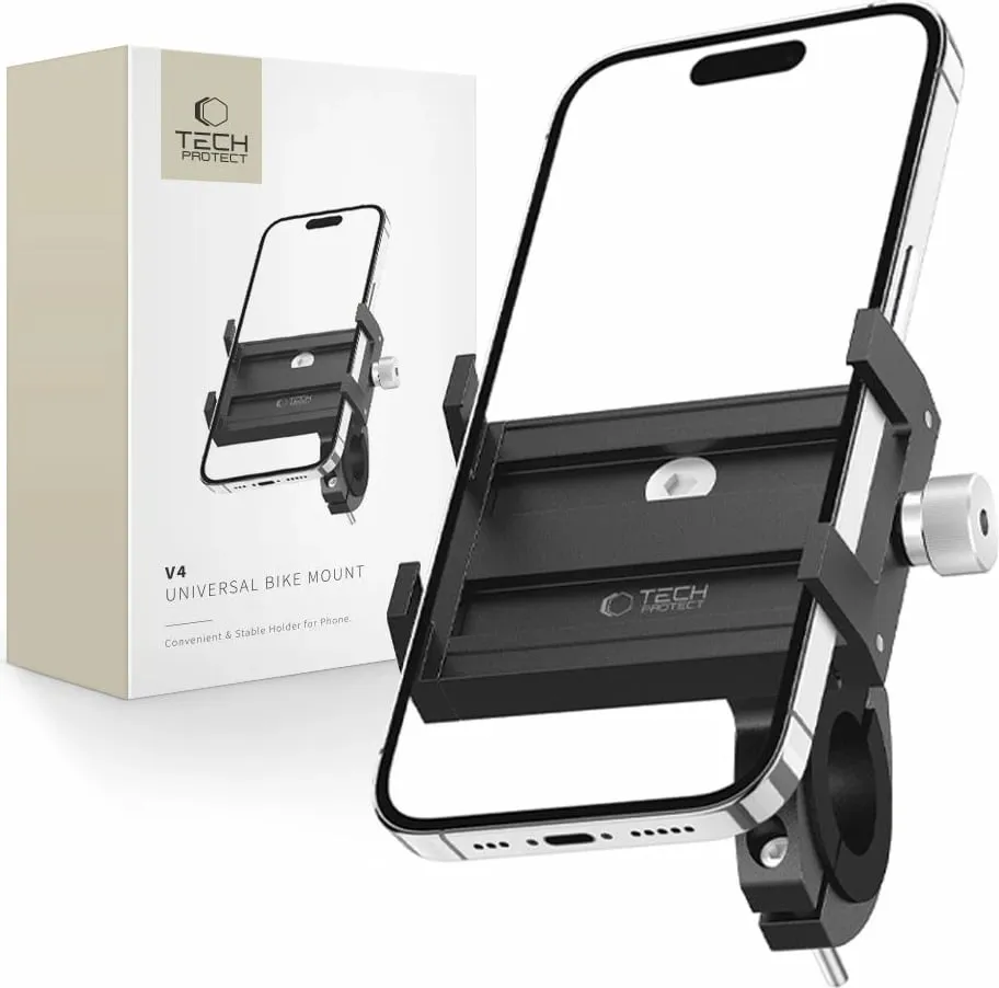 Mbështjellës Tech-Protect V4 për timon biçiklete, për celular, Alumini, i zi - 1
